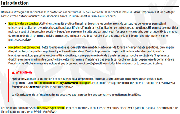 cartouche action non reconnue